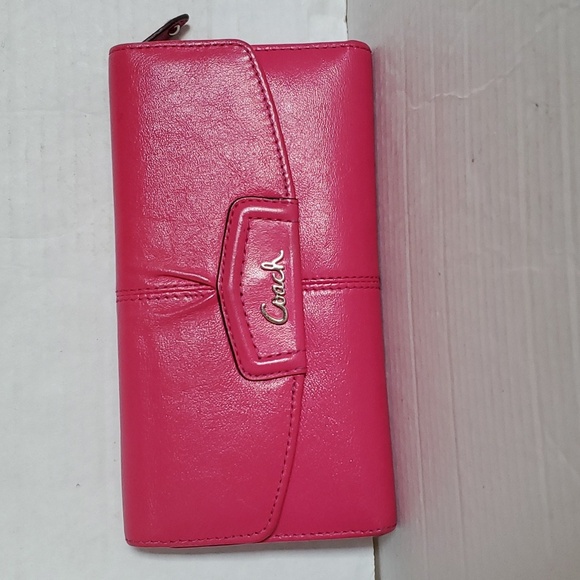 Coach Ashley Fuchsia Wallet Clutch Card Holder Women's Woman's Hot Pink - Picture 14 of 14